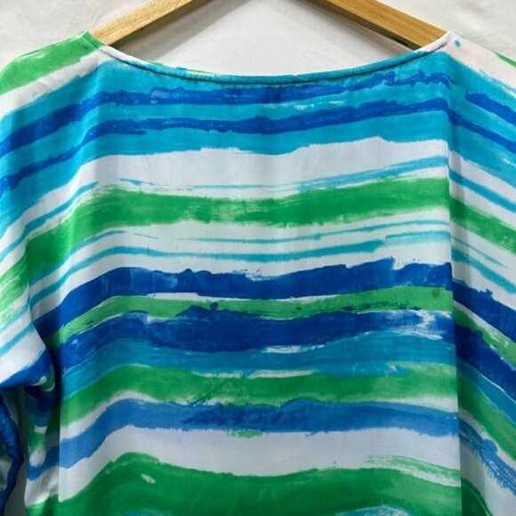 Ralph Lauren Blue Green Silk Tunic Long Sleeve Top, M - Picture 4 of 12